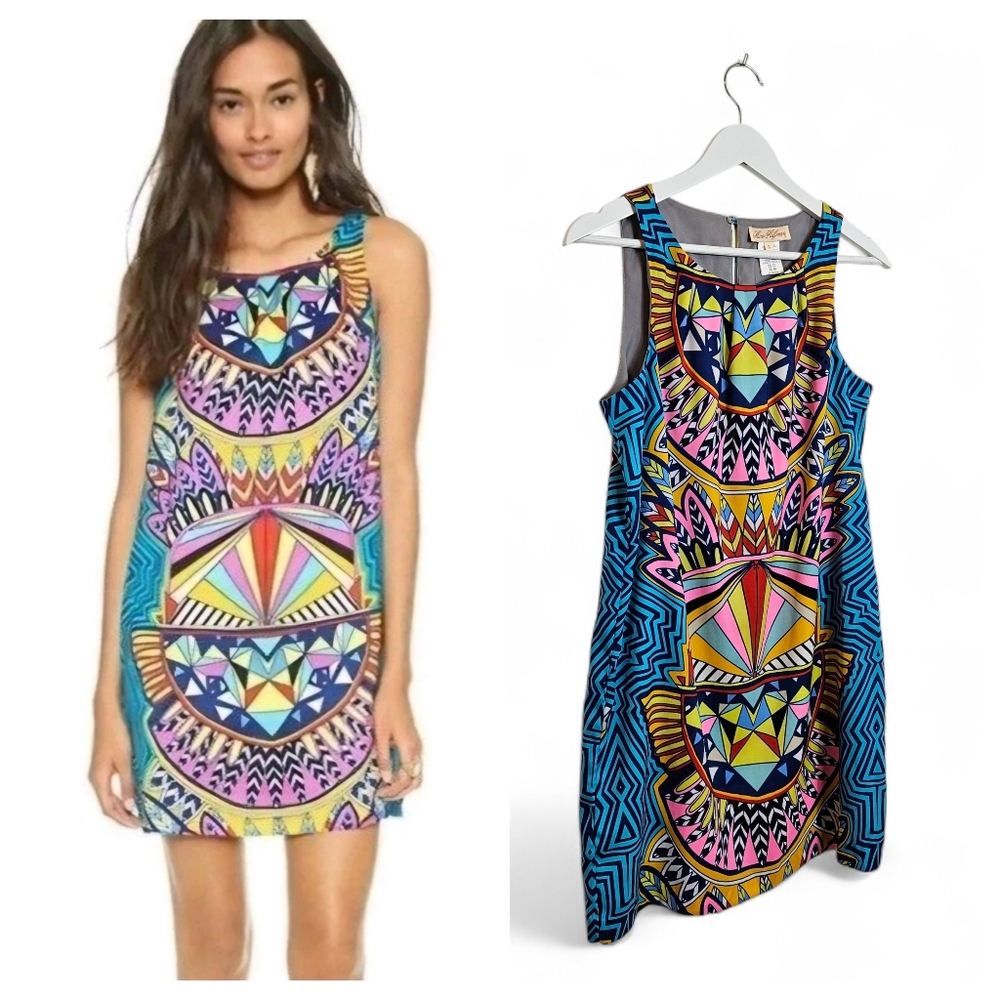 Mara Hoffman Geometric Print Shift Dress Multicolor Sleeveless Lined Size S